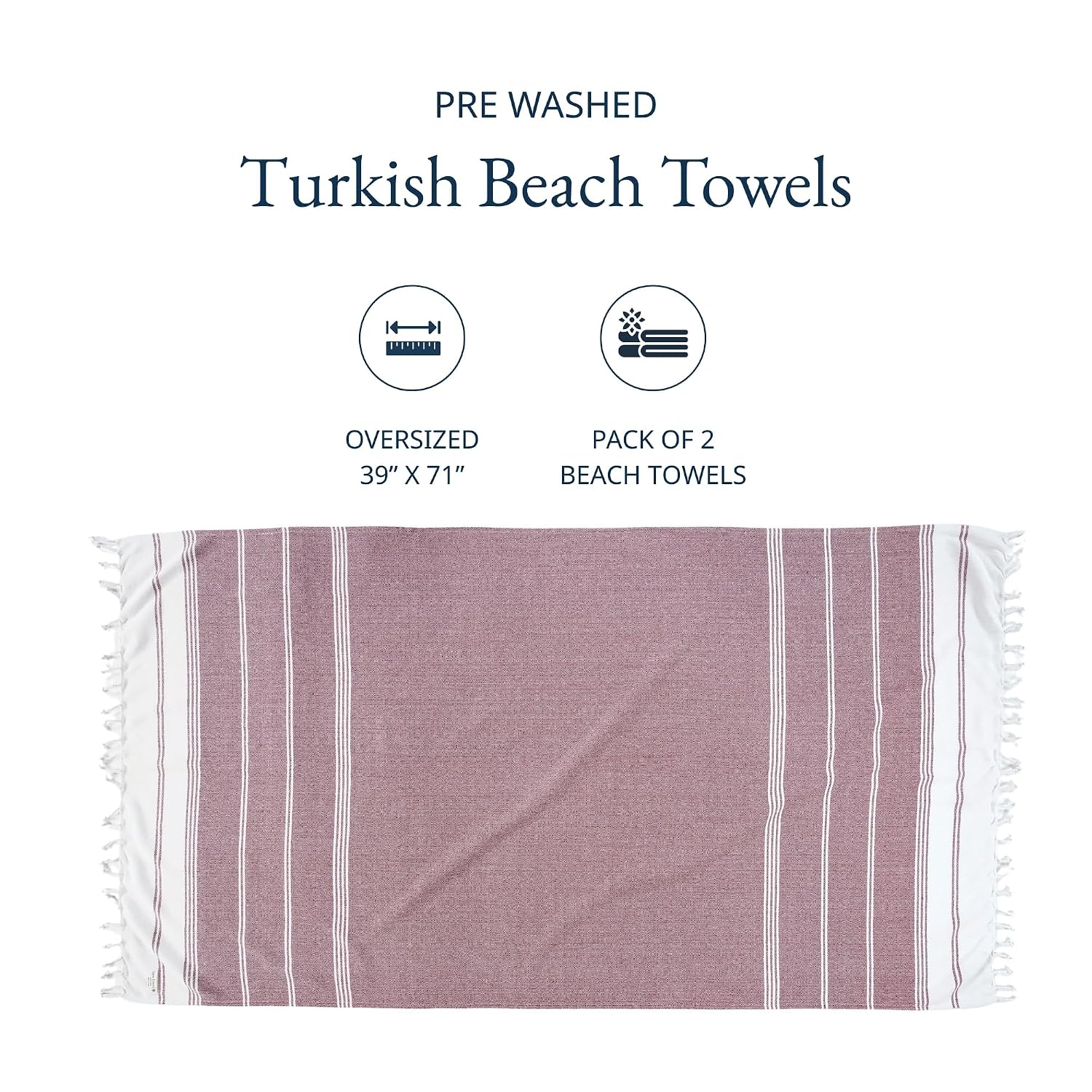 Lane Linen 100% Cotton Beach Towel With Bag Towels | Oversized Pool Absorbent Extra Large Quick Dry Sand Travel Towel - Fired Brick (2 Piece)