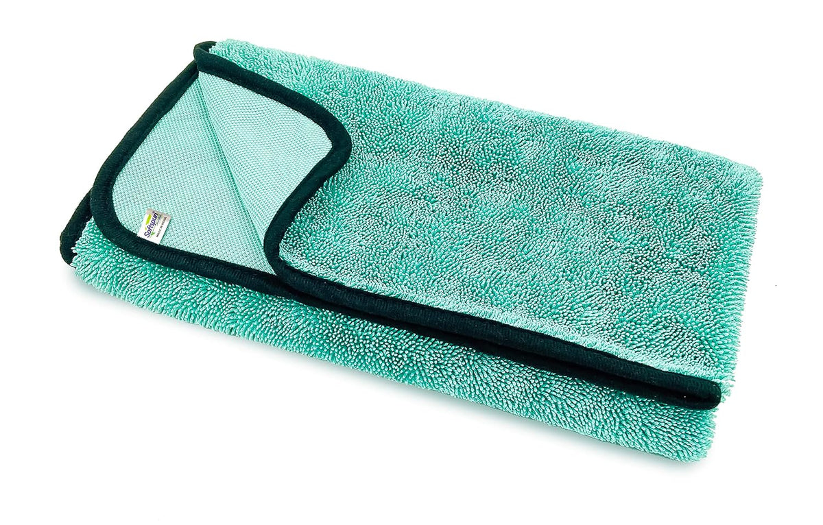 Softspun Microfiber Cloth Towel 400 Gsm | Extra Thick Microfiber Cleaning Cloths Perfect For Bike, Auto, Cars Both Interior & Exterior (Aqua Blue)- Pack Of 1