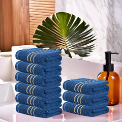 Kuber Industries Cotton Face Towel 1800 Gsm | Workout Gym Napkins Hand Towel For Men & Woman Quick-Drying Napkins -Dark Blue (Pack Of 9)