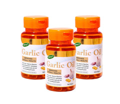 Shrey's Garlic Oil Capsules For Cardiovascular Support, Improves Digestion & Overall Health Support | 100 Capsules 100gm 0.2lbs Each Pack Of 3