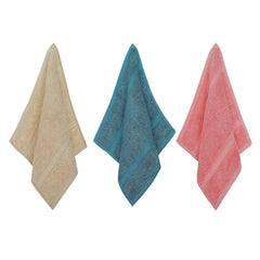 Velve 100% Bamboo Face Towel 600 Gsm | 2x Softer & Absorbent Than Cotton Towels | Skin Friendly With Non-Toxic Colors (Teal, Pink & Beige)- Pack Of 3