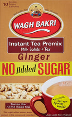 Wagh Bakri Ginger Instant Tea Premix - 80gm, 2.8 Ounce, 10 Single Serve Sachets | Milk Solids + Tea, Tastes Like Homemade Tea - No Added Sugar, Caffeine Free