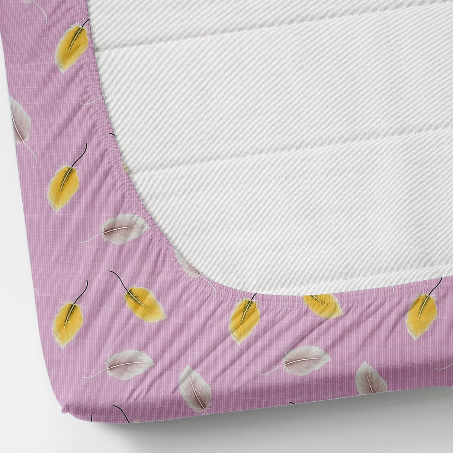 1 Double Bedsheet With 2 Pillow Covers Size 60 X 78 X 8 Inches, Pink | Cotton Feel All Around Elastic Fitted - Queen Size Bedsheets, Super Soft