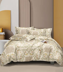 1 King Size Comforter With 1 King Size Flat Bedsheet & 2 Pillow Cover - (90x100 Inch) Desert Ivory | Perfect Gifts Set Wedding, Anniversary - 4 Pcs Bedding Set