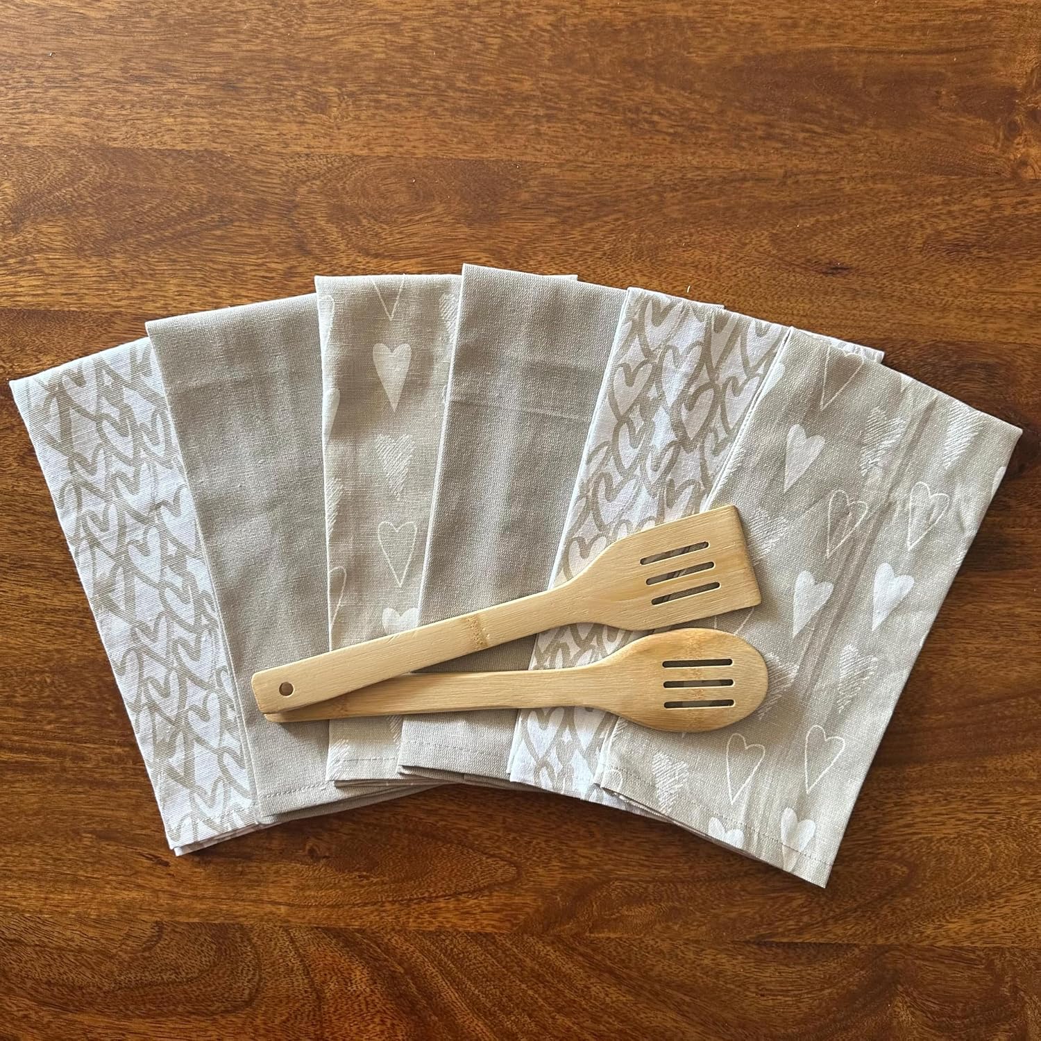 Oak & Lily 100% Cotton Kitchen Napkins Dish Towels 450 Gsm | Premium European Quality Washable, Large Size Kitchen Cloth For Roti, Cleaning, Drying | Ivory Beige (Set Of 6)