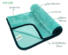 Softspun Microfiber Cloth Towel 400 Gsm | Extra Thick Microfiber Cleaning Cloths Perfect For Bike, Auto, Cars Both Interior & Exterior (Aqua Blue)- Pack Of 1