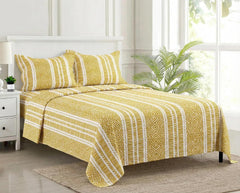 Premium 100% Cotton Queen Size Bedsheet With 2 Pillow Covers - 86 X 104 Inches, White & Mustard | 180 Thread Count Ultra Soft | Ideal For House, Guest Home, Hotel