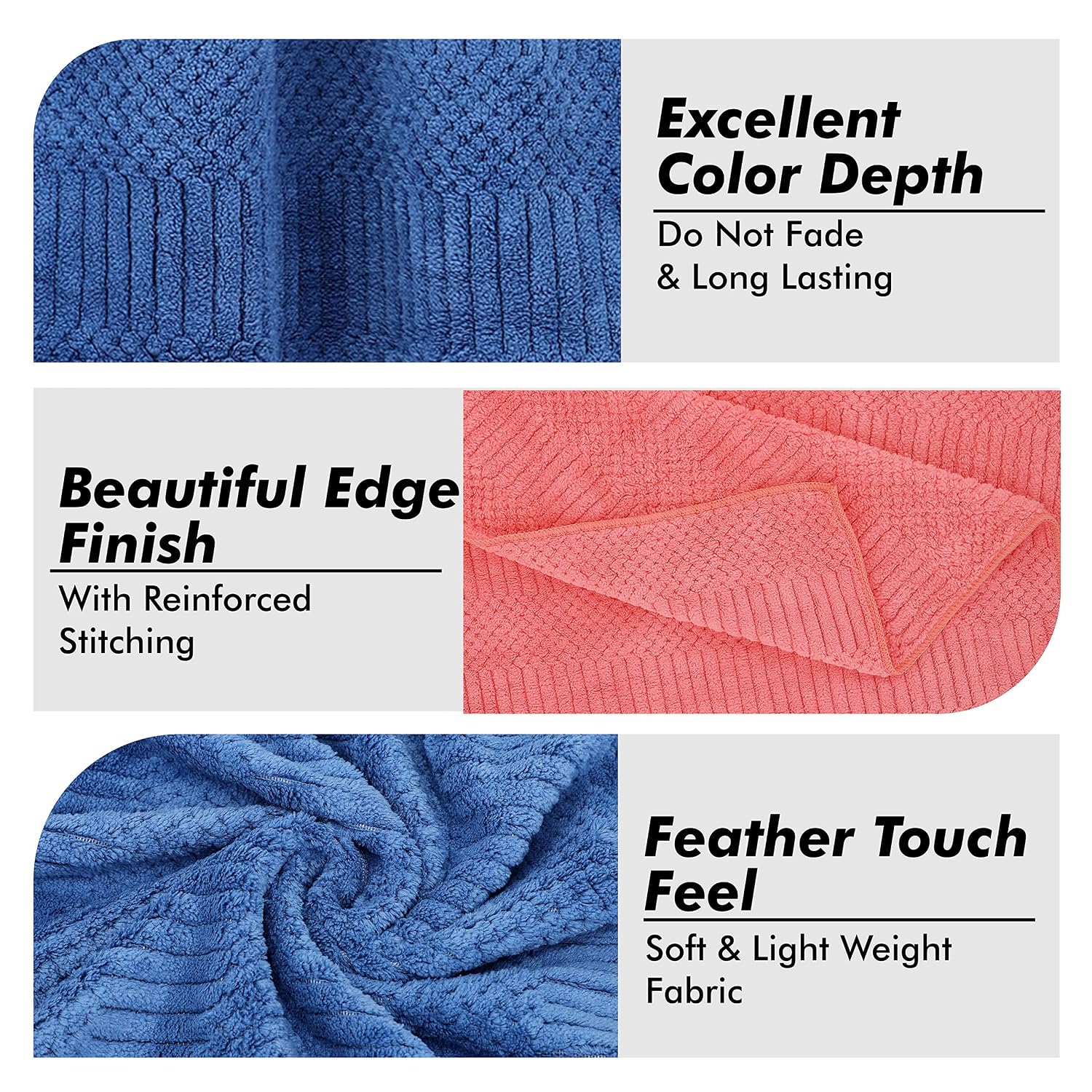 Urbanleaf Microfiber Large Bath Towel 300 Gsm | Quick Dry Super Absorbent - Bath Towel For Men & Women | Pack Of 2 (Blue & Pink)