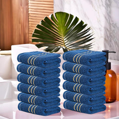 Kuber Industries Cotton Face Towel 2400 Gsm | Workout Gym Napkins Hand Towel For Men & Woman Quick-Drying Napkins -Dark Blue (Pack Of 12)