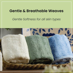 Mush 100% Bamboo Face Towel 500 Gsm | Ultra Soft, Absorbent, & Quick Dry Towel For Facewash, Gym, Travel, Spa, Beauty Salon | Pack Of 3 (Olive, Cream & Sky Blue)