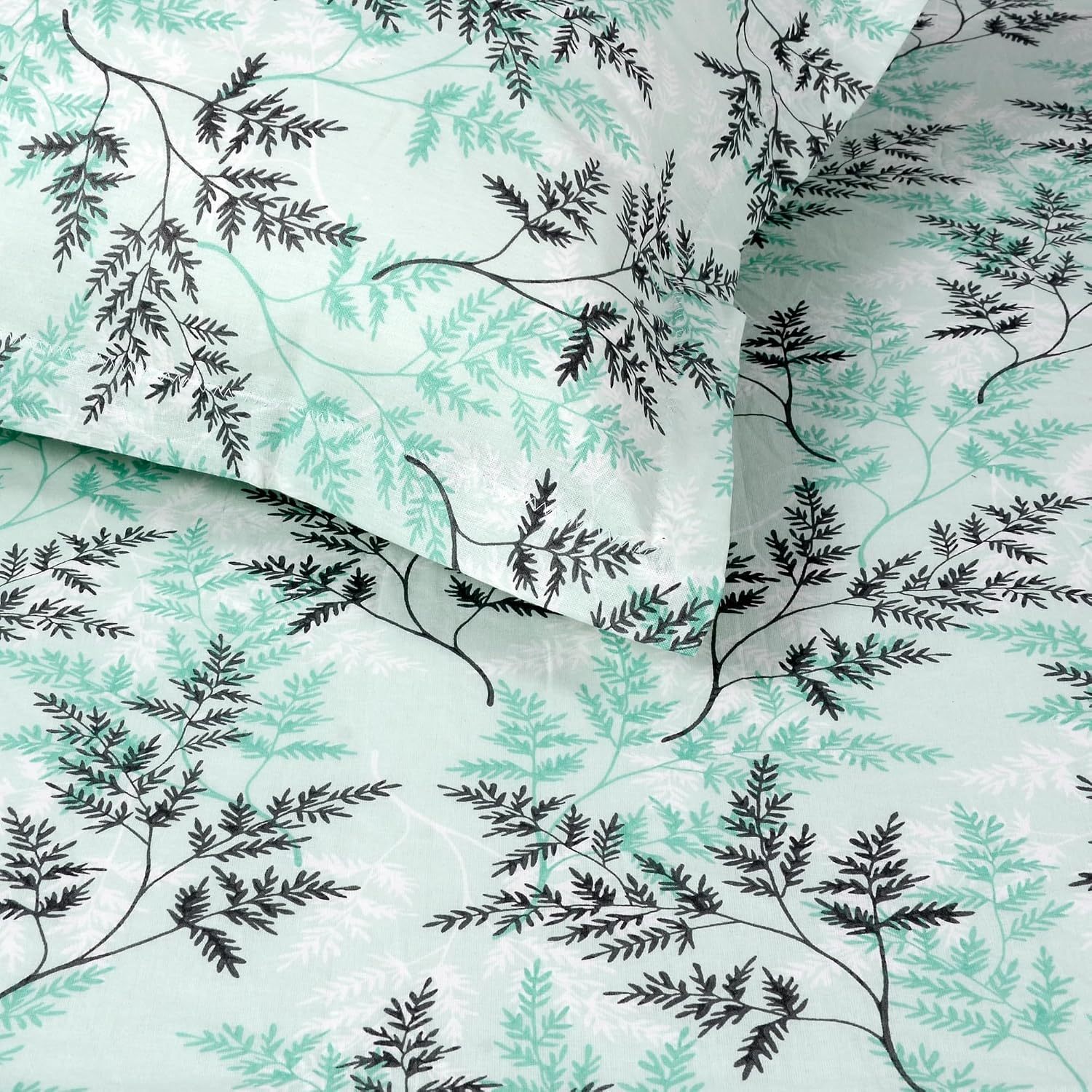 1 Single Bedsheet With 1 Pillow Cover - 57 X 87 Inches, Aqua Mist | 144 Thread Count Lightweight, Soft, Skin Friendly - Everyday Use Cotton Bedsheet