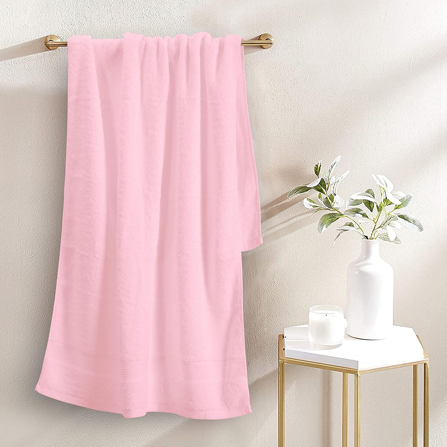 Spread Spain Cotton Bath Towels Large Size 600 Gsm | Ring Spun Bath Towel Soft & Absorbent Bath Towel For Men & Women (Pink)