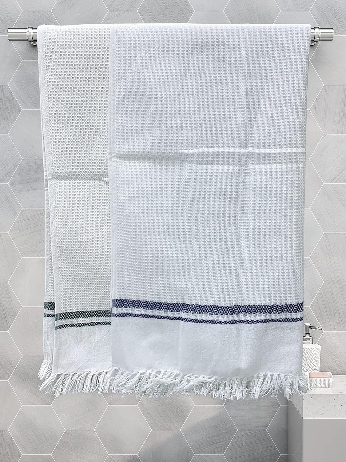 Athom Trendz Living Eco Saviour Premium Cotton Bath Towel 400 Gsm | Ultra Soft Super Absorbent Eco-Friendly Pearl White Bath Towels | Machine Washable- Pack Of 2