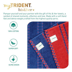 Mytrident 100% Cotton Bath Towel 1200 Gsm (Red & Blue) - 2 Piece