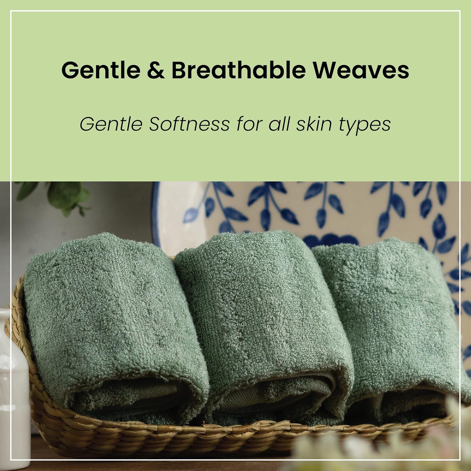 Mush 100% Bamboo Face Towel 500 Gsm | Ultra Soft, Absorbent, & Quick Dry Towels For Facewash, Gym, Travel | Pack Of 3 (Olive Green)