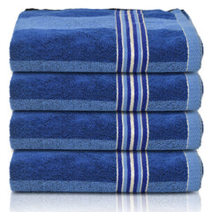 Kuber Industries Lining Design Soft Cotton Bath Towel 200 Gsm | Pack Of 4 (Blue)