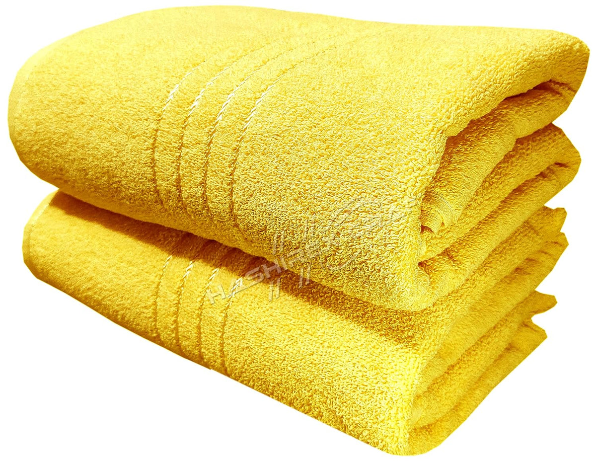 Hashirex Craft Men'S Pure Xxxl Cotton Bath Towel 1300 Gsm (Yellow) - Pack Of 2