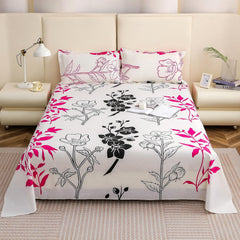 King Size Bedsheet With 2 Pillow Covers - 88 X 106 Inches, Pink & Black | Summer Breathable & Wrinkle Free | Bedsheet Long Lasting & Soft To Touch