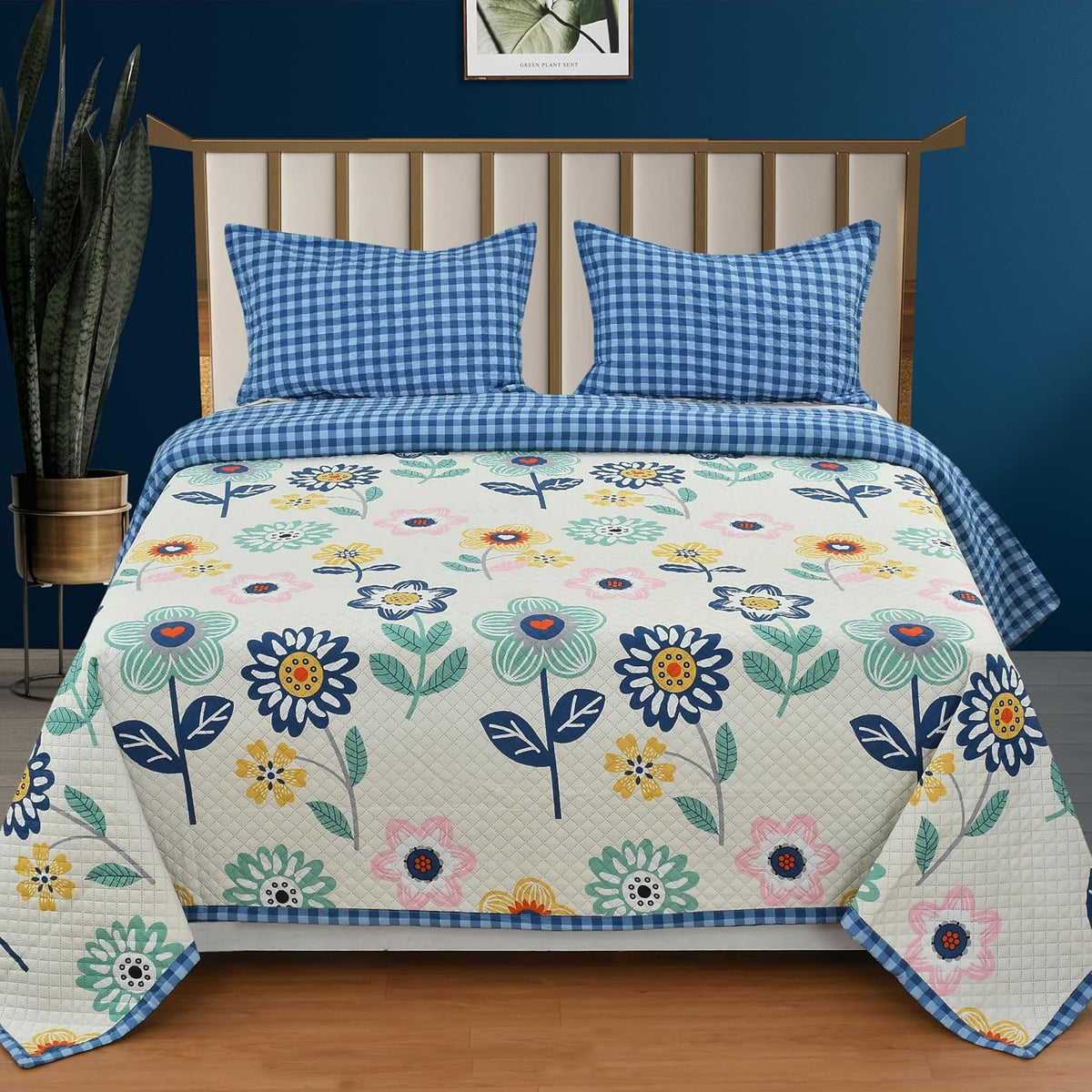 100% Cotton Double Bedsheet For King Size With 2 Pillow Covers | 90 X 100 Inches, Multicolor - 280 Thread Count Super Soft Bedding Set
