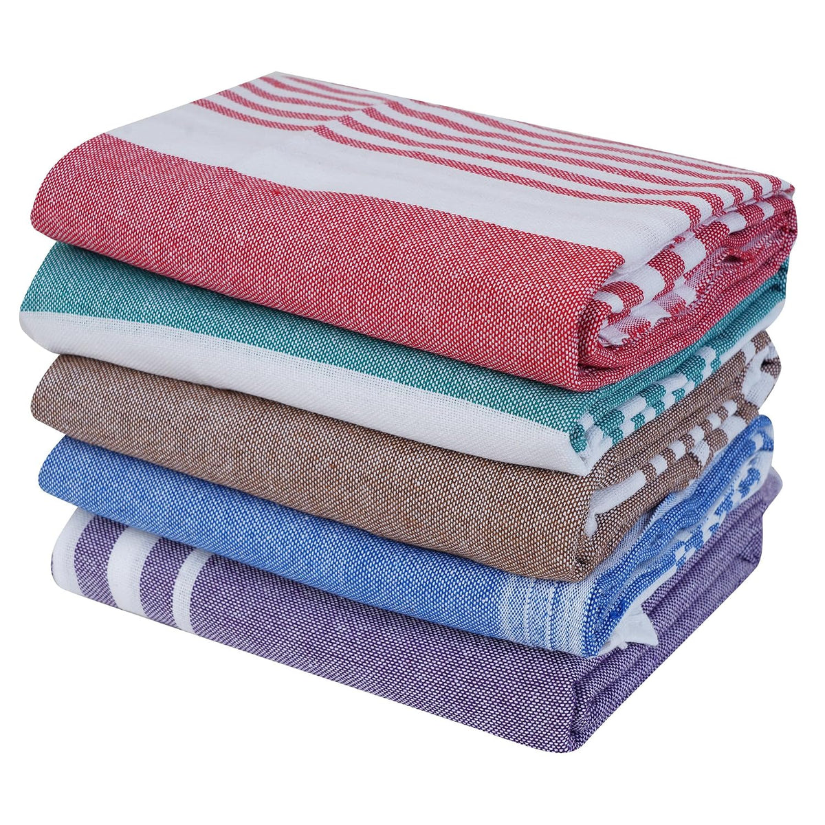 Comfort Weave Cotton Plain Bath Towels 250 Gsm Multicolor (Set Of 5)