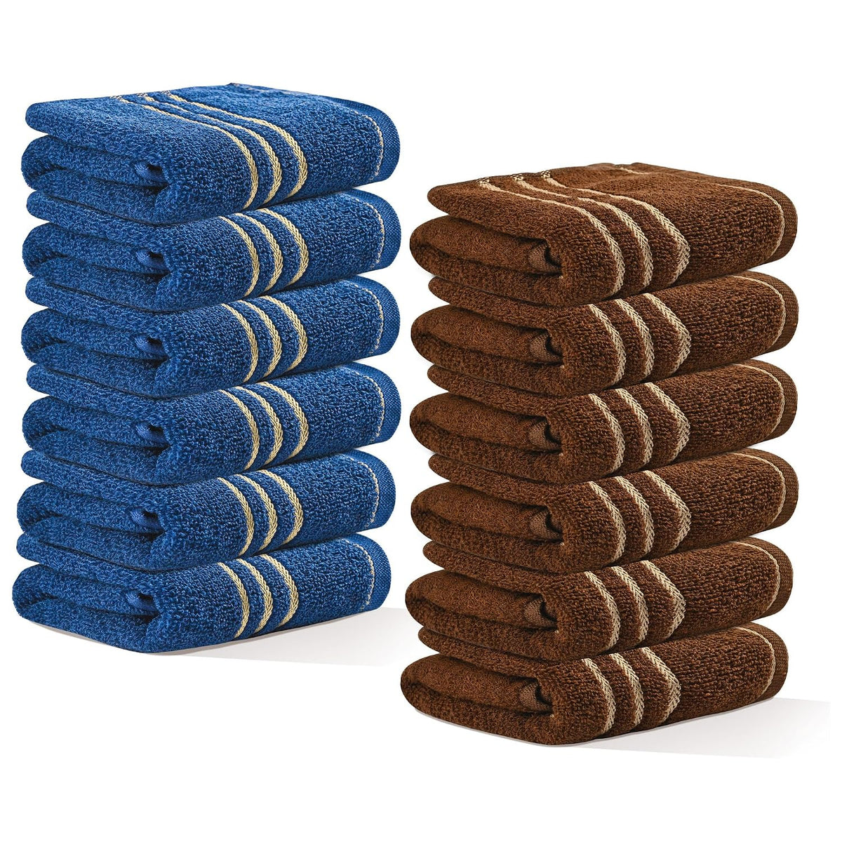 Kuber Industries Soft Cotton Face Towels 2400 Gsm | Easily Washable Towels & Workout Gym Napkins For Men - Dark Brown & Blue (Pack Of 12)
