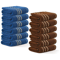 Kuber Industries Soft Cotton Face Towels 2400 Gsm | Easily Washable Towels & Workout Gym Napkins For Men - Dark Brown & Blue (Pack Of 12)