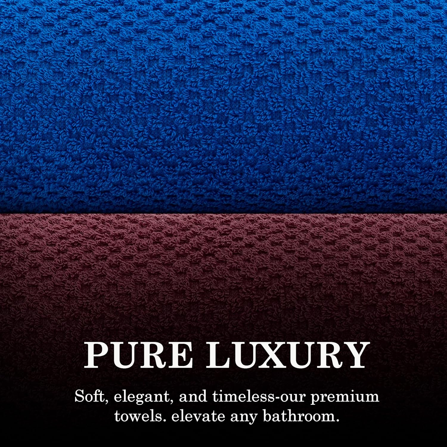 Casa Copenhagen Designed In Denmark Popcorn Super Soft 2 Pieces 100% Cotton Large Bath Towel 525 Gsm - Burgundy & Electric