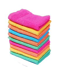 Space Fly Cotton Plain High Absorbent Hand Towels 1000 Gsm | For Wash Basin, Kitchen Hand Towel & Face Towel For Women | Set Of 10 (Multi Colour)