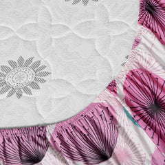 Printed King Size Double Bedsheet With 2 Pillow Cover For Bedroom | 72 X 78 + 9 Inches, Pink & White - All Around Elastic Fitted | Ideal For Everyday Use