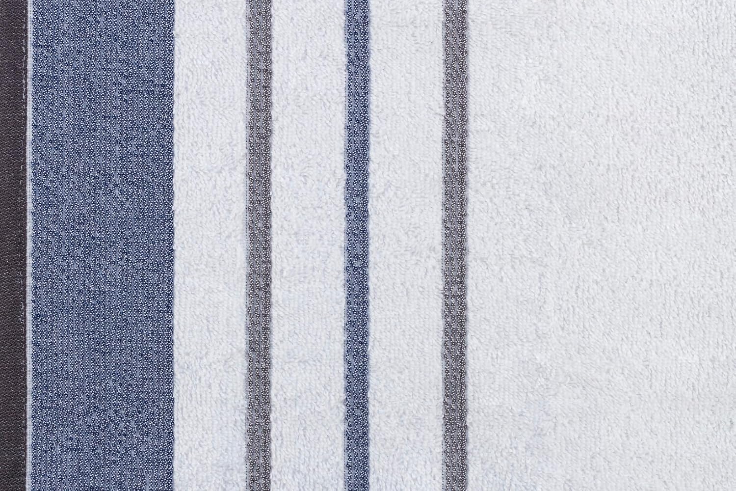 Casa Copenhagen Egyptian Cotton White Bay 1 Pcs Large Bath Towel 500 Gsm (Blue/Dark Grey)