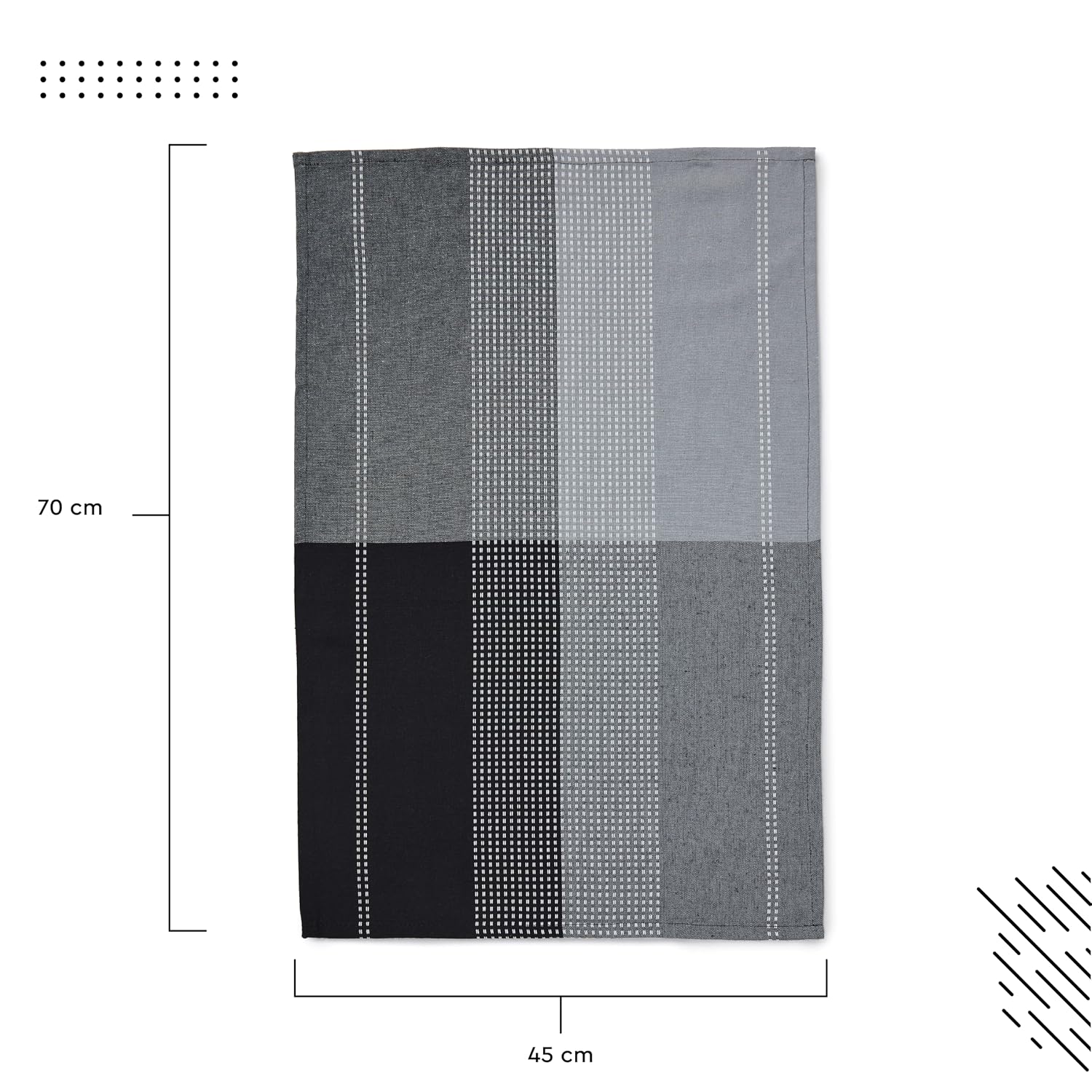 Encasa Xo Cotton Kitchen Towel 340 Gsm | Super Absorbent Tea Towels & Dish Cloths For Washing Up, Drying Dishes & Cleaning | Pack Of 4 (Grey)