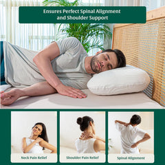 Memory Foam Pillow, Orthopedic Bed Pillow For Sleeping, For Pain Relief, White - 24 L X 17 W X 4.5 H Inch | Multi Position Sleepers, Special Curve, Washable Zippered Pillow Cover