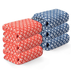 Kuber Industries Microfiber Soft Face Towel 1200 Gsm | Absorbent Hanging Hand Towels For Wash Basin Bathroom | Circle - Red & Blue (6 Pcs)