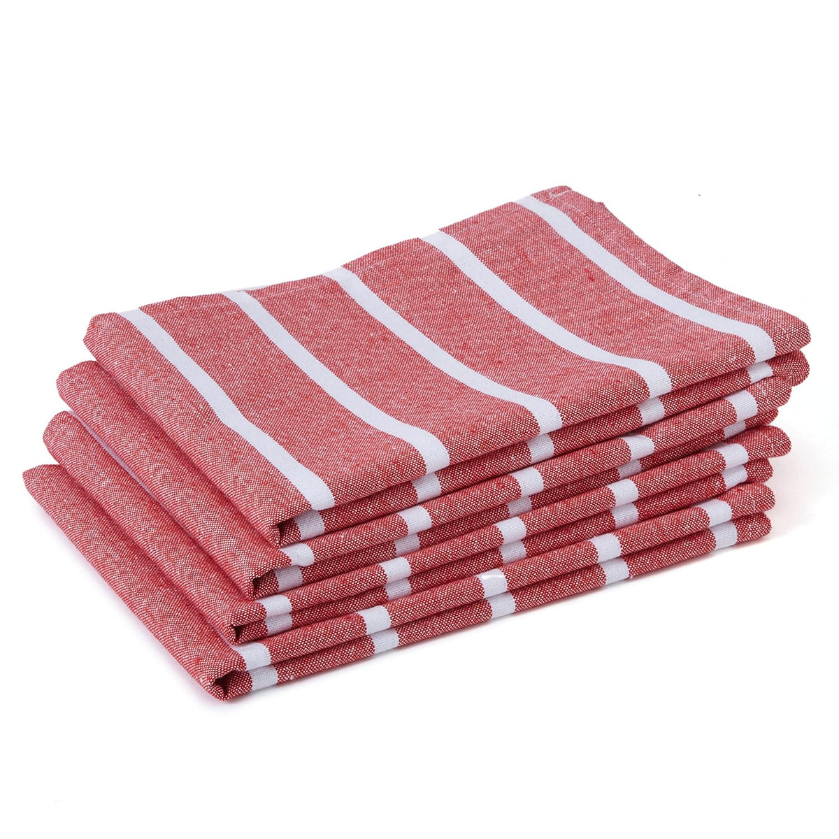 Encasa Xo Kitchen Cooking Cloth 340 Gsm | Cotton Hand Towel For Drying Dishes Highly Absorbent Cleaning & Quick Drying Of Plates | Roma Red Stripes (Set Of 4)