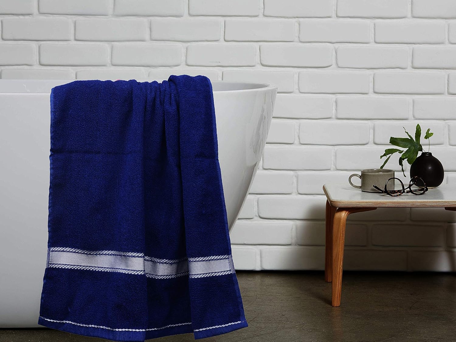 Kuber Industries Bath Towel 450 Gsm | Super Soft Fluffy Absorbent Microfiber Cotton Bath Towel - Pack Of 4 CTKTC024158 (Blue)