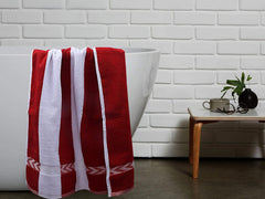Kuber Industries Cotton Bath Towel 400 Gsm | Microfiber Antibacterial Bath Towel For Man Towel | CTKTC13624 (Red & White)- Pack Of 2