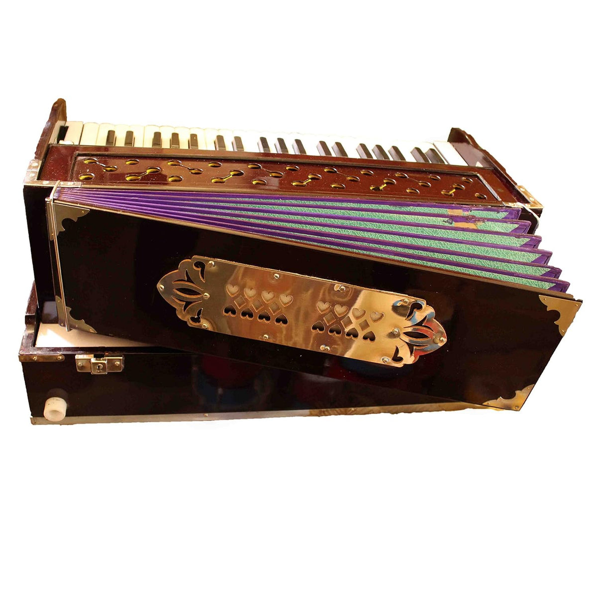 Musical Harmonium With Full Wooden Top Cover - 2 Line Reed (Bass + Male), 42 Keys, 3.5 Octave | Folding Portable Harmonium With Coupler & High Sound Quality