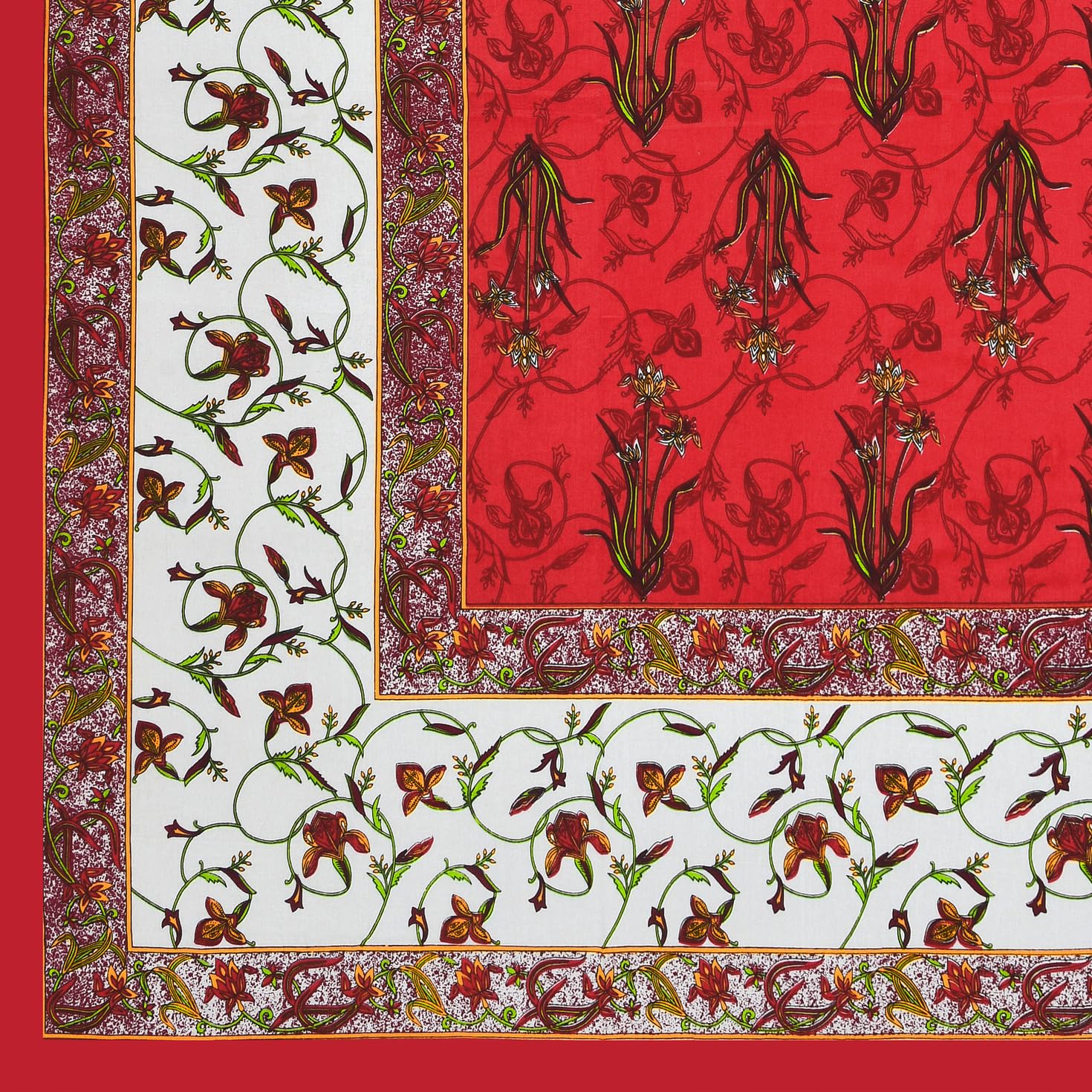 Jaipuri Bedsheets For Double Bed King Size With 2 Pillow Covers - 90 X 100 Inches, Red | Soft & Durable For Everyday Use & Bedroom - All Season Comfort