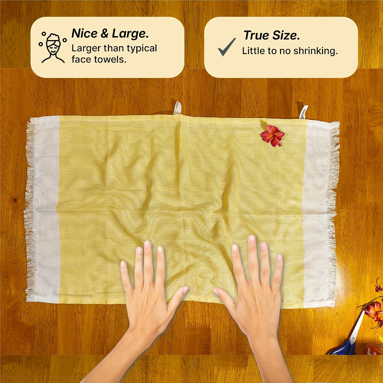 Indihaus Bamboo Hand Towels 300 Gsm | Super Soft & Absorbant (Teal & Yellow)- Pack Of 4
