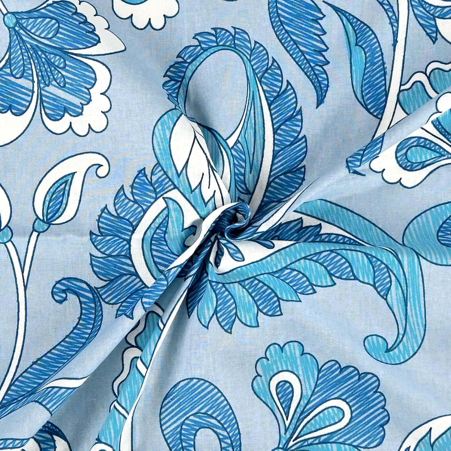 1 Single Bedsheet With 1 Pillow Cover - 57 X 87 Inches, Sky Blue | 144 Thread Count Lightweight, Soft, Skin Friendly - Everyday Use Cotton Bedsheet