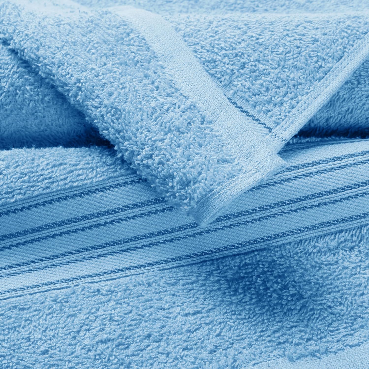 Boutiquo Ultra Soft 100% Cotton Washcloths 1800 Gsm | Contains Face Cloths Compact & Lightweight Multi Purpose Washcloths - Sky Blue (12 Piece)