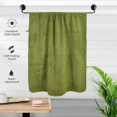 Urbanleaf Microfiber Large Bath Towel 644 Gsm | Quick Dry Super Absorbent Bath Towel For Men & Women (Coral & Green Stripe)