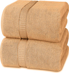 Rewop Microfiber Bath Towels 1200 Gsm | Large Size-Super Soft Coral Fleece Bathing Towel With Hook Quick Dry Super Absorbent-Bath Towel For Men & Women (Coffee)- Pack Of 2