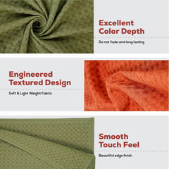 Eco Sense Basket Weave 100% Cotton Luxuriosly Bath Towels 700 Gsm | Soft, Super Absorbent, Large Size Quick Dry Bath Towel - Cinnamon & Leafy (Pack Of 2)