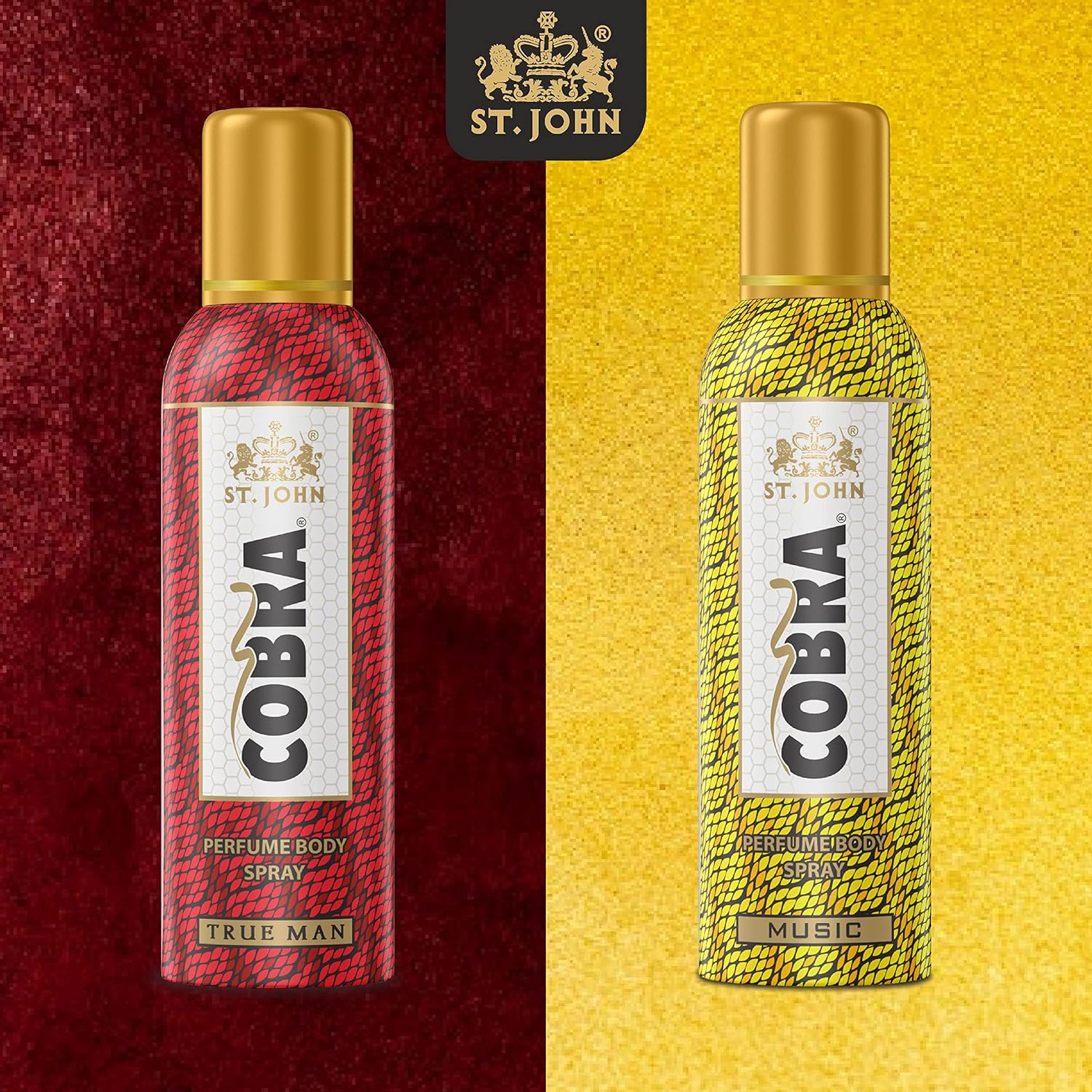 St. john Cobra Music & True Men Perfume Men Body Spray 200ml 6.7 Fl.oz. Pack Of 2 | Perfect Use For Dailywear & Partywear