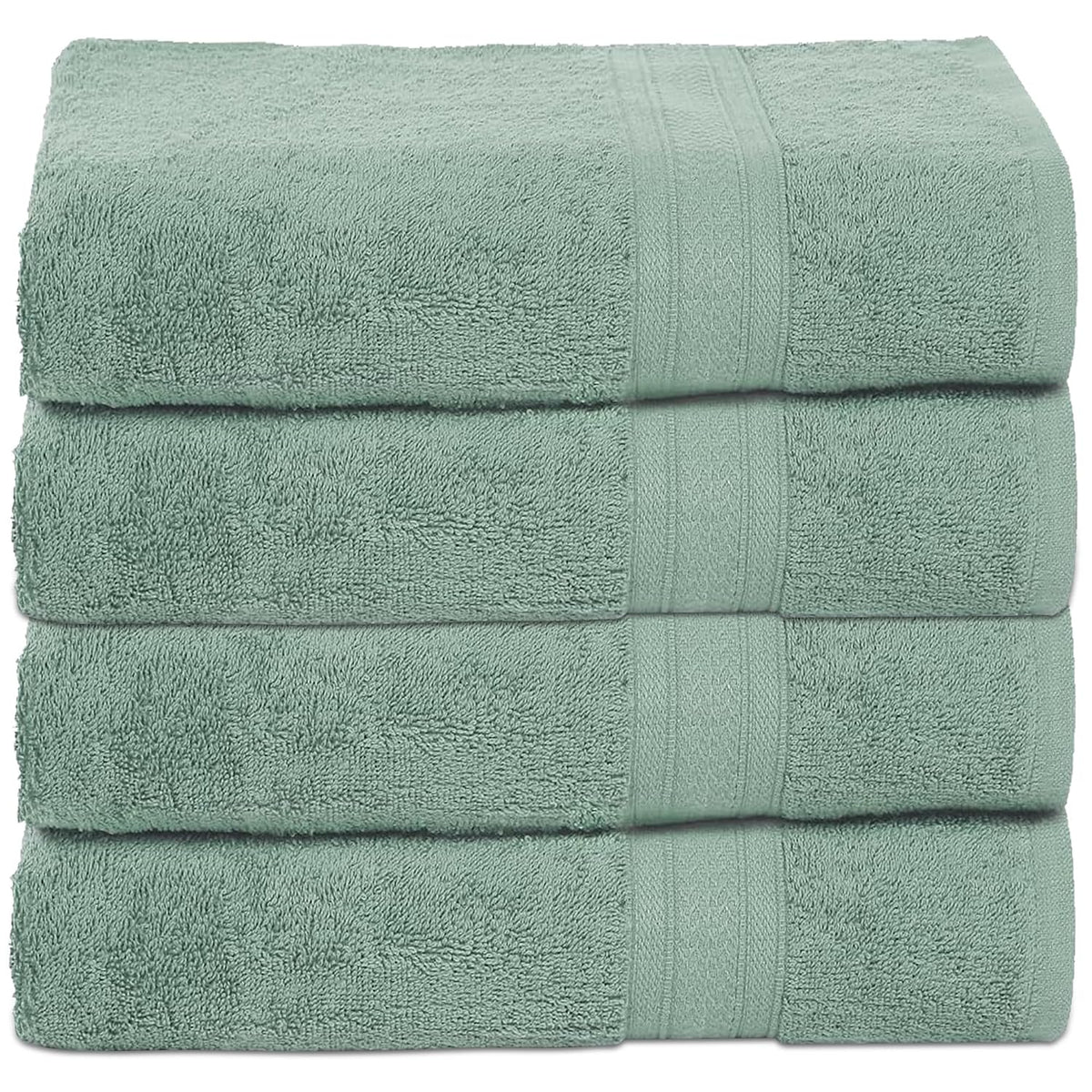 Ambra Linens 100% Cotton Large Size Bath Towel 2 Kg | Highly Absorbent Soft & Plush All Seasons Use (Aqua Green) - 4 Pcs