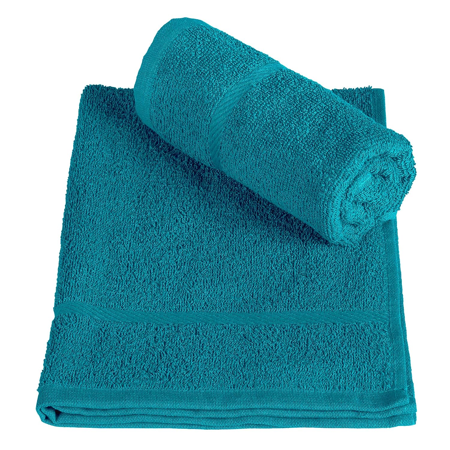 Bedspun Cotton Hand Towel 450 Gsm - Teal & Wine Red (Pack Of 4)