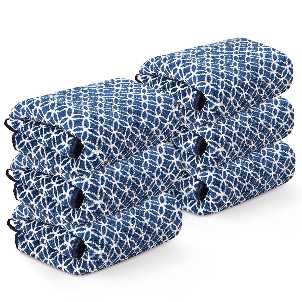 Heart Home Microfiber Soft Face Towels 1300 Gsm | Quick Dry & Absorbent Hanging Hand Towels Circle - Blue (Pack Of 6)