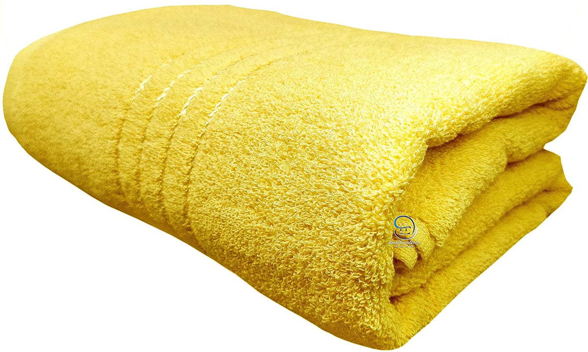 Lush Haven Decor Extra Large Big Men Bath Towel 500 Gsm | 100% Pure Cotton Full Size Xxxl Ultra Soft, Absorbent & Quick Dry Towel (Yellow)