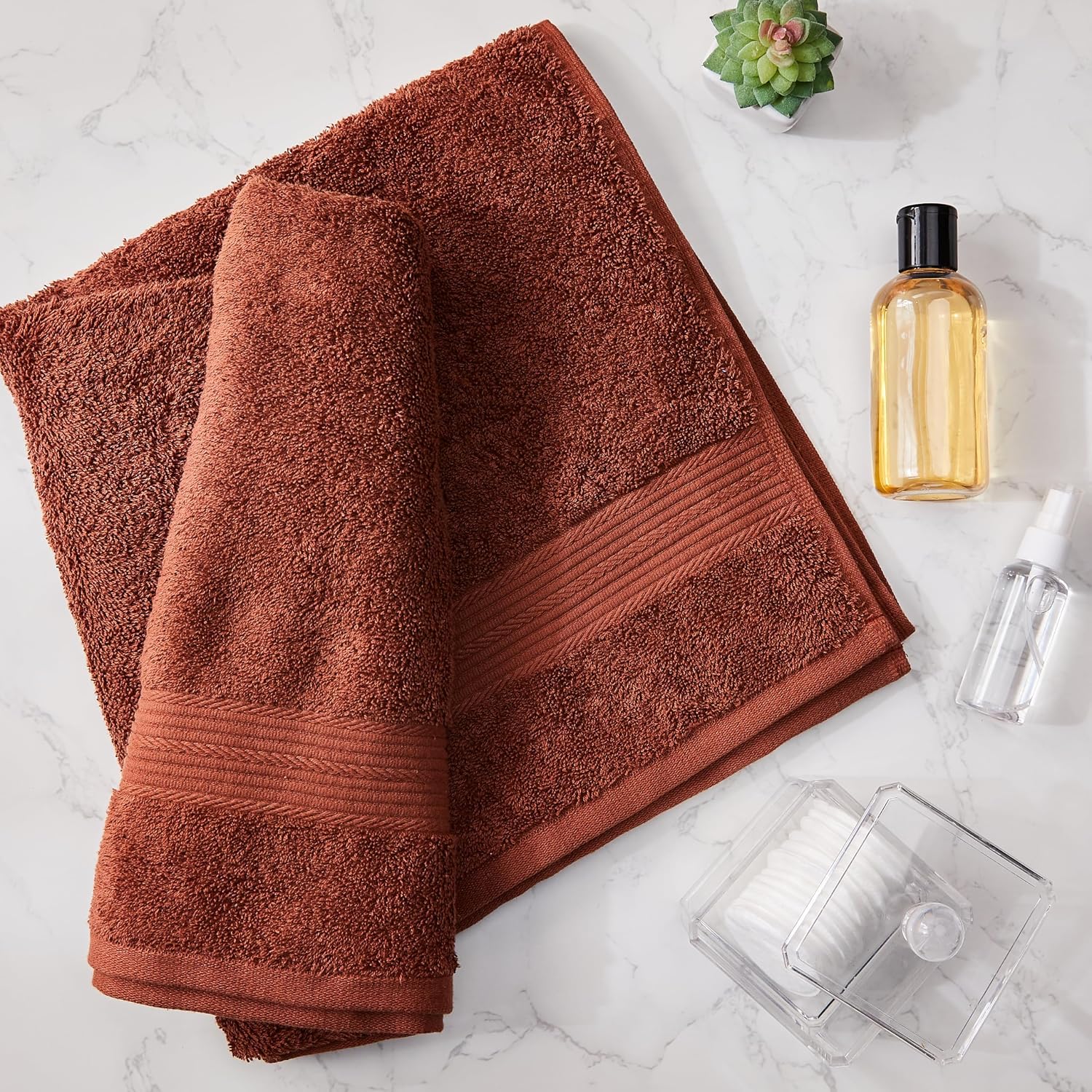 100% Cotton Large Size Bath Towel 500 Gsm | Soft & Absorbent Quick Dry & Durable Bath Towel (Rust)